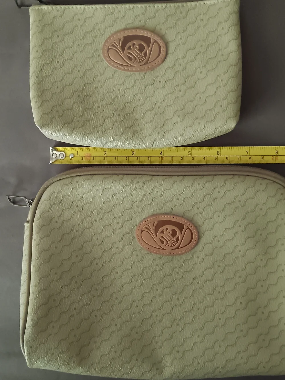 Vintage Quilted 2pc Cosmetic Bag Set with Tan Logo Patch